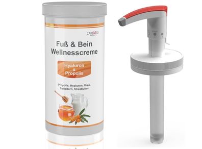 CareMed Fuß & Bein Wellnesscreme Hyaluron & Propolis 450ml mit Dosierspender