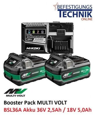 Hikoki Booster Pack A Multi Volt UC18YSL3WHZ 2 Akkus BSL36AX 36V/2,5Ah Ladegerät UC18