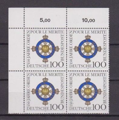 BRD 1992 postfrisch 4er Block Eckrand MiNr. 1613 Orden „Pour le mérite“