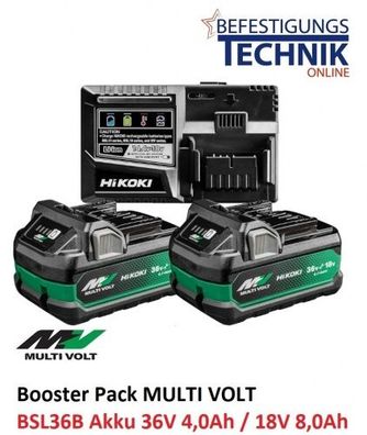 Hikoki Booster Pack B Multi Volt UC18YSL3WJZ 2 Akkus BSL36BX 36V/4,0Ah Ladegerät UC18