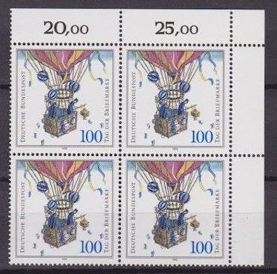 BRD 1992 postfrisch 4er Block Eckranf oben rechts MiNr. 1638 Tag der Briefmarke