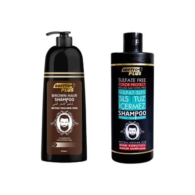 Softto Plus Braun-Haar Shampoo 350 ml + Sulfat freies Farbpflegeshampoo 400ml