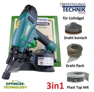 Prebena Coilnagler 3GP-CNW50 32-50mm für Coilnägel draht konisch flach Tjep MX