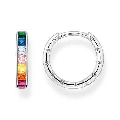 Thomas Sabo Schmuck Damen-Silberohrringe Creolen Bunte Steine Pavé CR668-477-7