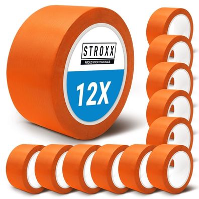 STROXX - 12x Putz- und Maler Abklebeband 50mm x 33m Abdeckband orange für Maler