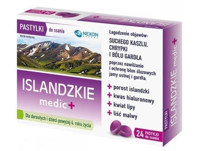 Islandische Medic+ Lutschtabletten, 24 Stück, Nexon