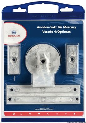 Mercury Verado & Optimax 4 Zylinder Anoden-Set Zink - Aluminium - Magnesium