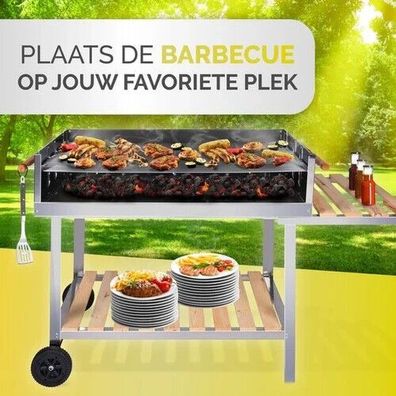 BBQ Holzkohlegrill, BQ mit Tisch , utdoor-Küchengrill höhenverstellbar