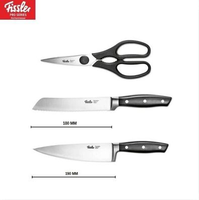 3tlg Küchenmesser-Set - Fissler Brotmesser + Kochmesser + Küchenscher SET 16