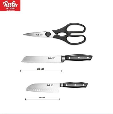 Fissler Brotmesser + Santoku Messer + Schere Küchenmesser-Set 3tlg SET 15