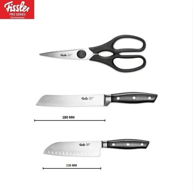 3tlg Küchenmesser-Set - Fissler Brotmesser + Santoku Messer + Küchenscher SET 13