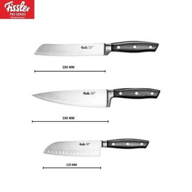 Fissler Brotmesser + Santoku Messer + Kochmesser Küchenmesser-Set 3tlg - SET 12