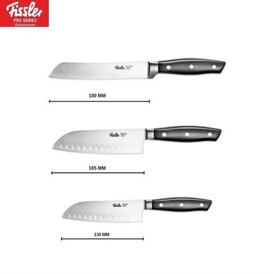 Küchenmesser-Set 3tlg Fissler Brotmesser + 2x Santoku Messer SET 11 Messer Set