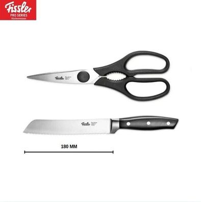 2tlg Küchenmesser-Set - Fissler Küchenschere + Brotmesser 180mm SET 4