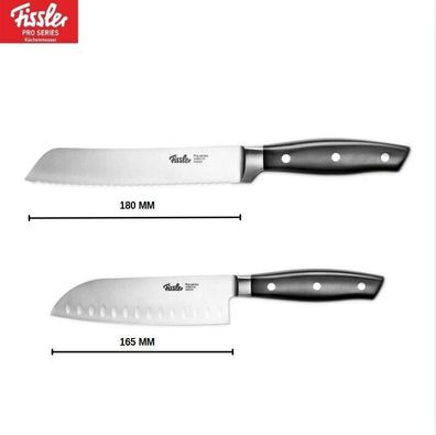 Küchenmesser-Set 2tlg - Fissler Brotmesser 180mm + Santoku Messer 165mm SET 2