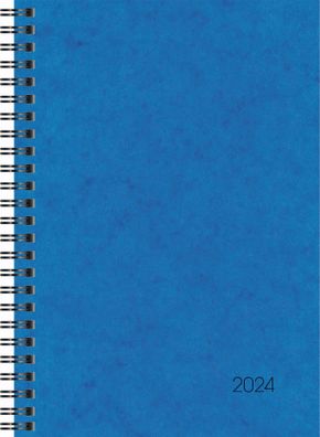 2024 Brunnen Buchkalender A5 blau 2S/1W WireO