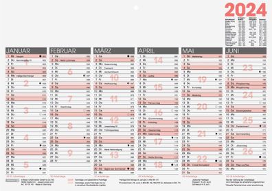 2024 Brunnen Tafelkalender A4 1S/6Monate