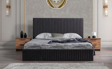 Schlafzimmer Möbel Nachttisch 2X Nachttisch Bett Komplett Grau Set 3Tlg