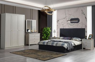 Schlafmöbel Set Schlafzimmer Kombination Komplett Garnitur Weiß Kollektion 5Tlg