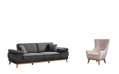 Moderne Sofagarnitur Wohnzimmer Set Sofa Sessel Textil Sessel 3 + 1 Möbel