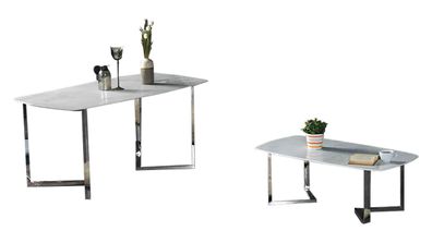 Garnitur Esstisch Couchtisch Esszimmertisch Essecke Tisch Marmor Weiß