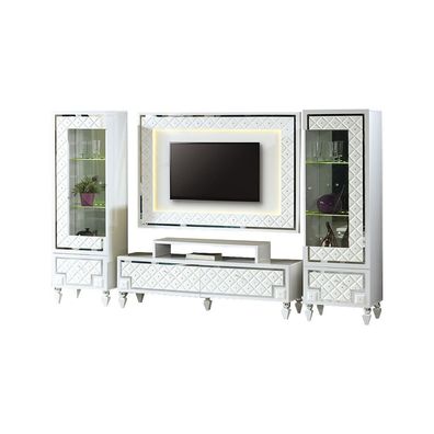 Komplette Wohnzimmer Rtv Lowboard Tv Ständer Vitrine Weiß 4Tlg Schrank