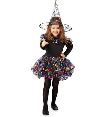 narrenwelt Kostüm Funkelhexe Hexe Kleid Hexenkleid Mädchen Kleinkind Gr104-128