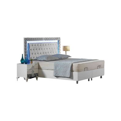 Schlafzimmer Garnitur Doppelbett Nachttische Bett 3Tlg Weiß Luxus Set