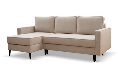 Ecksofa mit schlaffunktion und bettkasten, L-Form KEBI stoff Curio Beige Links