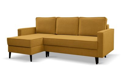 Ecksofa mit schlaffunktion und bettkasten, L-Form KEBI stoff Curio Golden Links