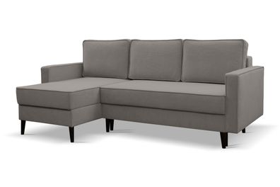 Ecksofa mit schlaffunktion und bettkasten, L-Form KEBI stoff Curio Grau Links