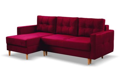 Ecksofa mit schlaffunktion Sofa L Form Floro stoff Monolith Rot Links