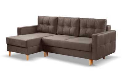 Ecksofa mit schlaffunktion Sofa L Form Floro stoff Monolith Schokolade Links