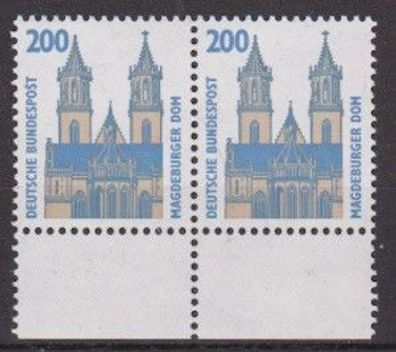 BRD 1993 postfrisch SKW wPaar mit Unterrand MiNr. 1665 Magdeburger Dom