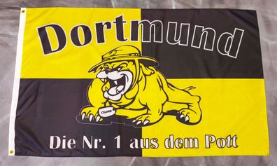 Fahne Flagge Dortmund Bulldogge - Die Nr. 1 aus dem Pott - 90 x 150 cm