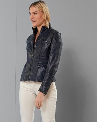 Jilani - Damen Lederjacke Lammnappa blau