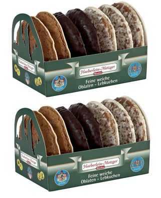 Nürnberger Oblaten Lebkuchen 2fach schoko + glasiert Metzger 2x 200g Feine