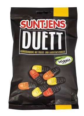 Suntjens Duett Fruchtgummi - 270g Beutel - Gummibonbons mit Frucht- Lakritzgesch