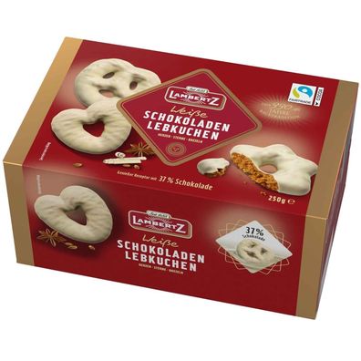 Lambertz WEISSE Schokoladen Lebkuchen HERZEN/STERNE/BREZELN, 250g