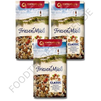 Meienburg Friesen-müsli Classic Müsli mit Nüssen und Früchten, 3x 500g