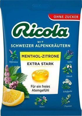 Ricola Menthol-Zitrone Extra Stark zuckerfreie Bonbons 75 g