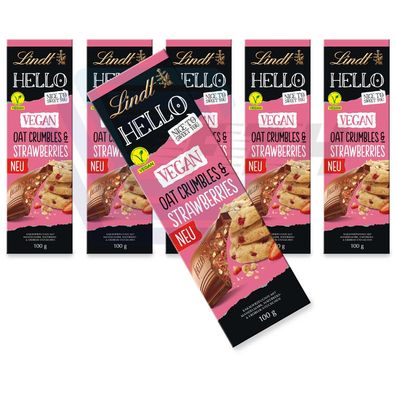 Lindt HELLO Vegan Oat Crumbles & Strawberries, 6x 100g