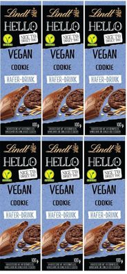 6 x Lindt HELLO Vegan Schokolade Cookie Hafer Drink 100 gr