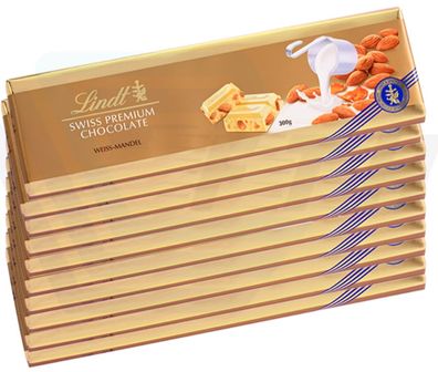 Lindt Weisse Mandel Swiss Premium Schokolade White Almond choclate 10x 300g