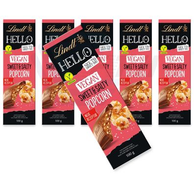 Lindt HELLO Vegan Sweet & Salty Popcorn Schokoladentafel 6x 100g