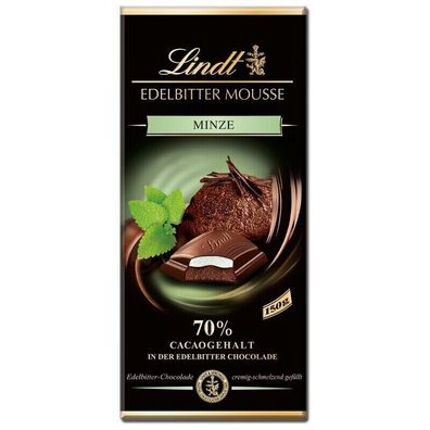 Lindt Edelbitter Mousse Minze, Schokolade, 150g Tafel