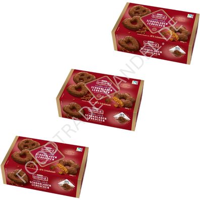 Lambertz Schokoladen Lebkuchen Vollmilch Herzen Sterne Brezeln 3x 500g