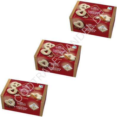 Lambertz WEISSE Schokoladen Lebkuchen HERZEN/STERNE/BREZELN, 3x 250g