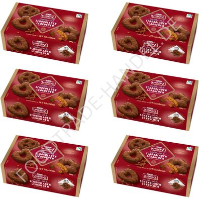 Lambertz Schokoladen Lebkuchen Vollmilch Herzen Sterne Brezeln 6x 500g