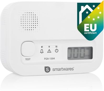 Smartwares CO-Melder mit 10 Jahre Sensor, Display, Testknopf, FGA-13041